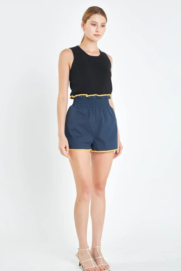 ENGLISH FACTORY Matching Sets | Shorts & Skorts*- Shorts with Colorblock Binding NAVY