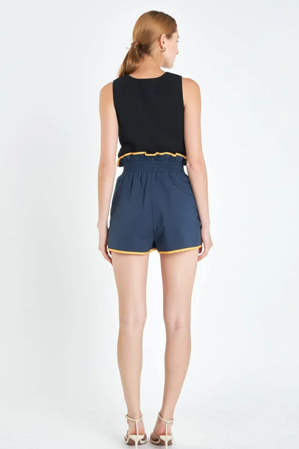 ENGLISH FACTORY Matching Sets | Shorts & Skorts*- Shorts with Colorblock Binding NAVY