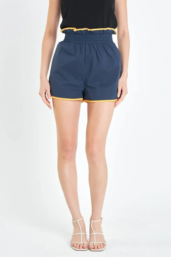 ENGLISH FACTORY Matching Sets | Shorts & Skorts*- Shorts with Colorblock Binding NAVY