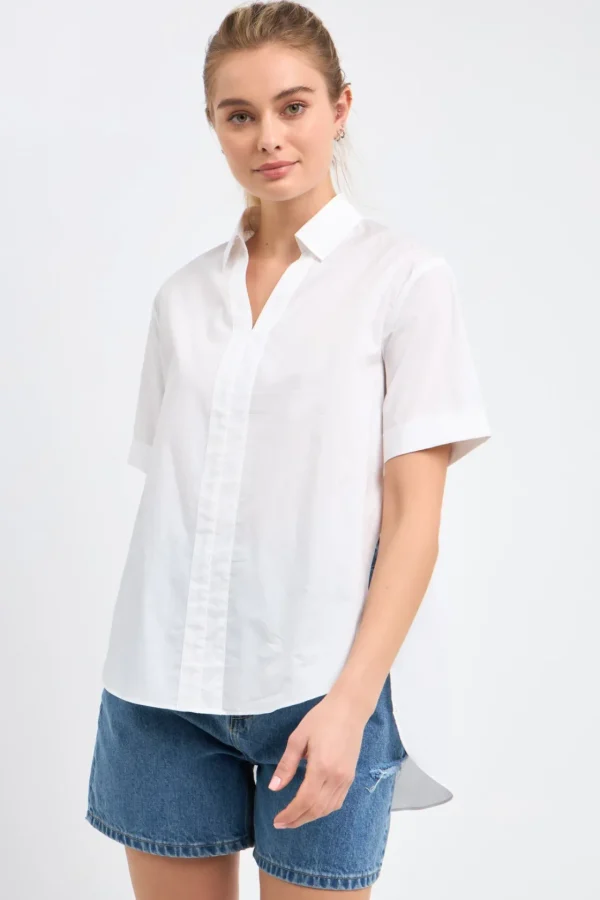 ENGLISH FACTORY Tops*- Side Slit Long Shirt WHITE