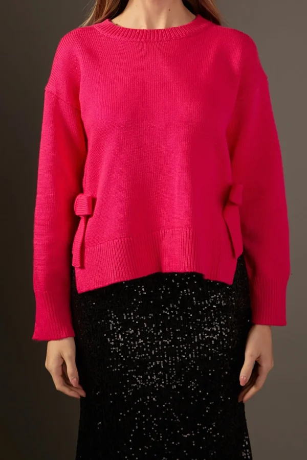 ENGLISH FACTORY Sweaters & Knits | Tops*- Side Tie Crewneck Sweater