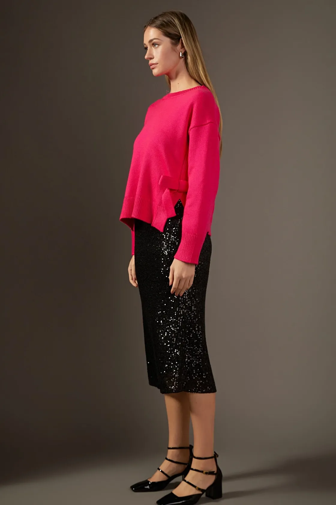 english_factory__side_tie_1.webp ENGLISH FACTORY Sweaters & Knits | Tops*- Side Tie Crewneck Sweater