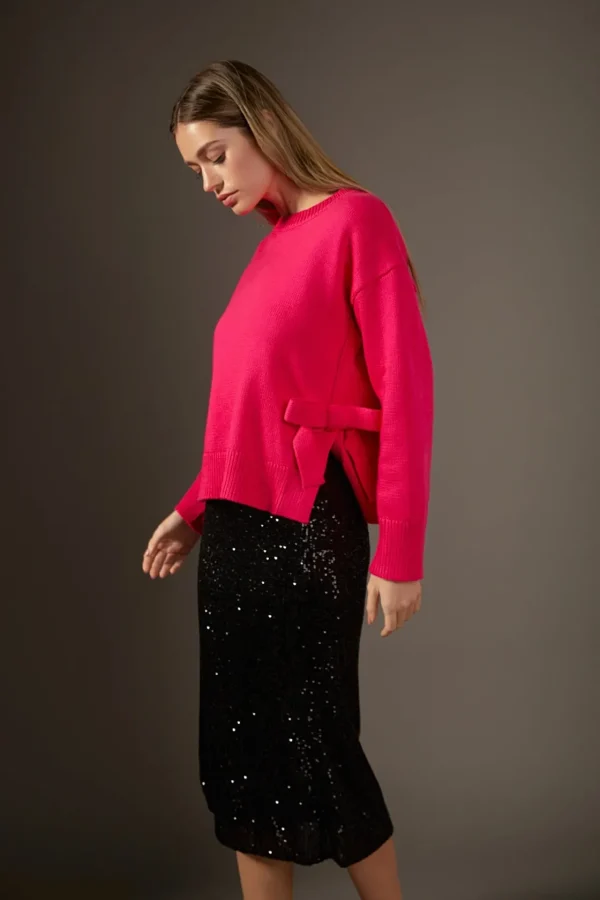 ENGLISH FACTORY Sweaters & Knits | Tops*- Side Tie Crewneck Sweater