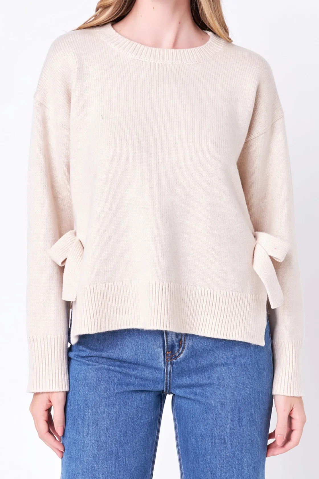 english_factory__side_tie_5.webp ENGLISH FACTORY Sweaters & Knits | Tops*- Side Tie Crewneck Sweater