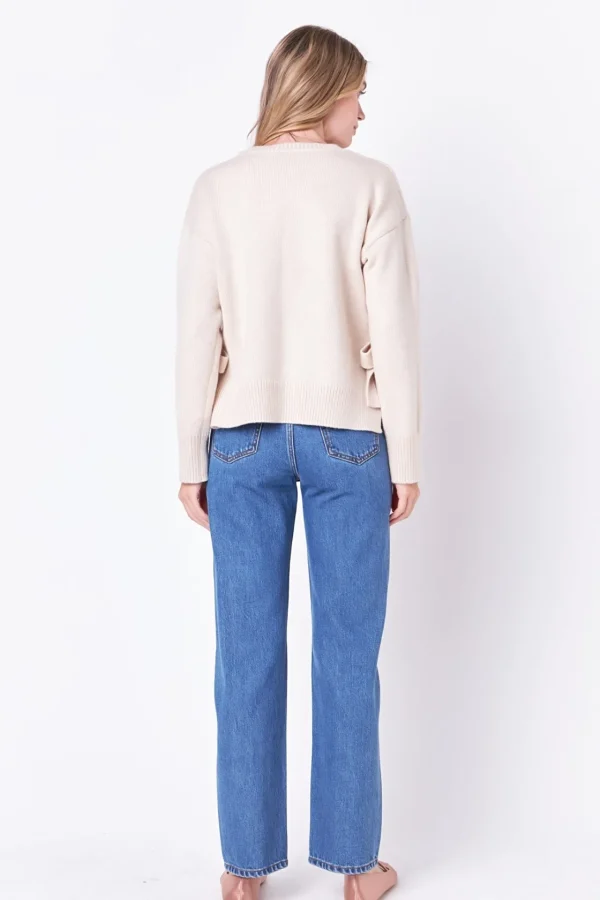 ENGLISH FACTORY Sweaters & Knits | Tops*- Side Tie Crewneck Sweater