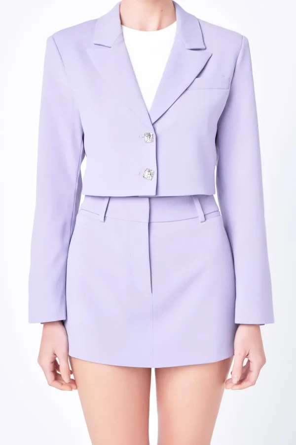 ENGLISH FACTORY Matching Sets | Blazers*- Silky Cropped Blazer PURPLE