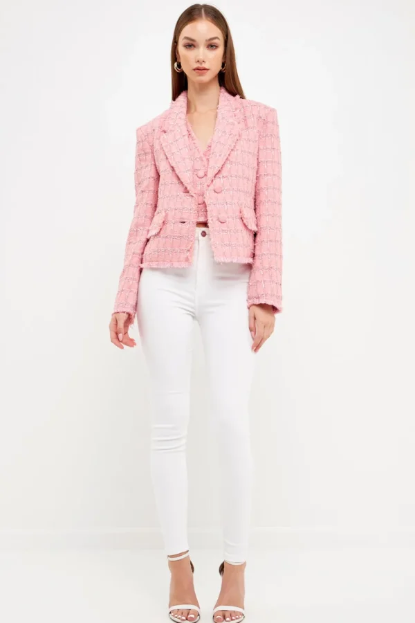 ENGLISH FACTORY Matching Sets | Blazers*- Single-Breasted Tweed Blazer PINK
