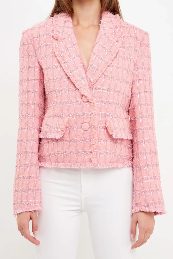 ENGLISH FACTORY Matching Sets | Blazers*- Single-Breasted Tweed Blazer PINK