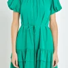 ENGLISH FACTORY Tops*- Skinny Belted Mini Dress KELLYGREEN