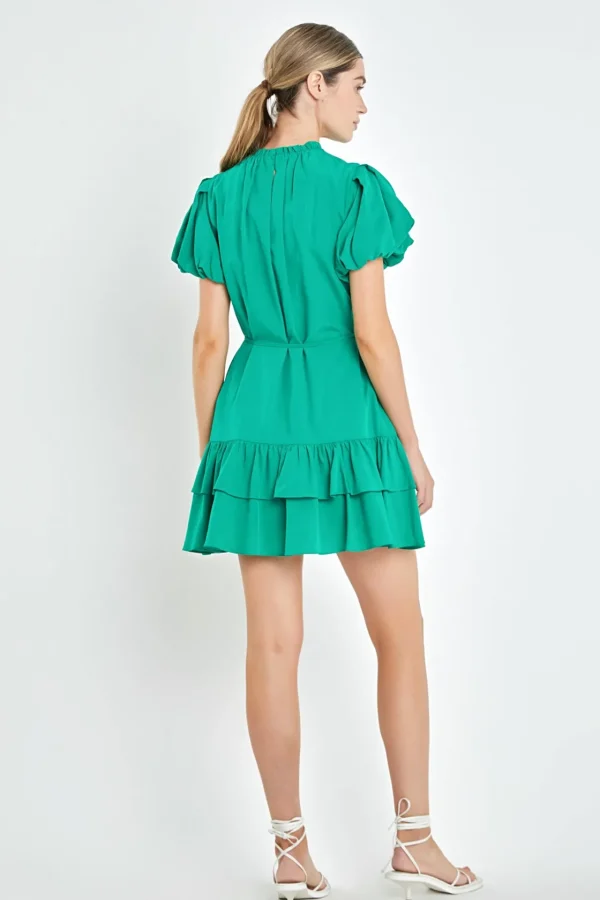 ENGLISH FACTORY Tops*- Skinny Belted Mini Dress KELLYGREEN