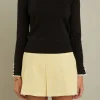 ENGLISH FACTORY Sweaters & Knits*- Sleeve Button Detail Knit Sweater BLACK/WHITE