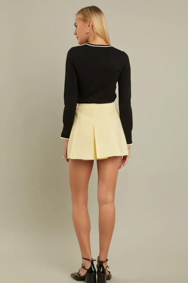 ENGLISH FACTORY Sweaters & Knits*- Sleeve Button Detail Knit Sweater BLACK/WHITE