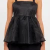 ENGLISH FACTORY Tops*- Sleeveless Peplum Tank Top BLACK