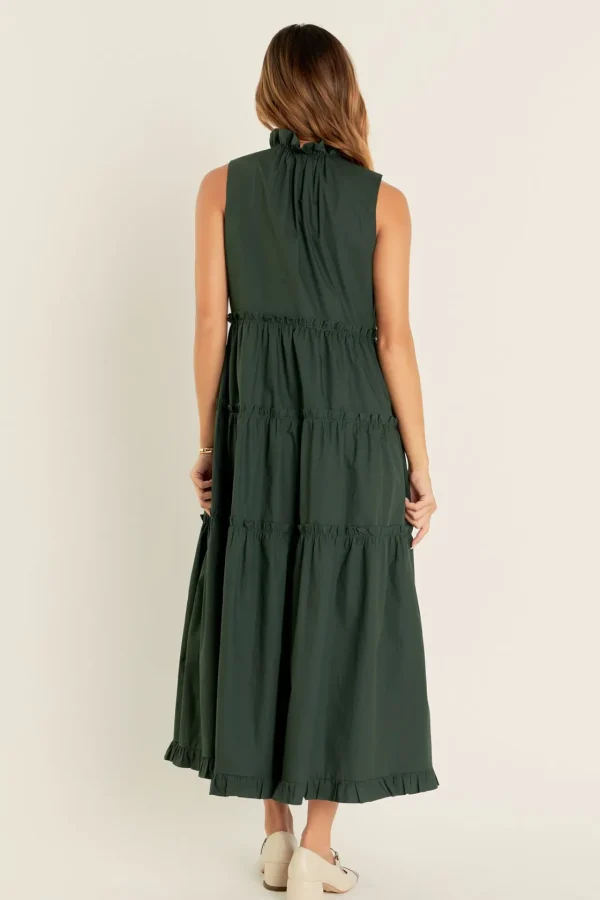 ENGLISH FACTORY Boho Dresses | Tops*- Sleeveless Ruffled Maxi Dress OLIVE