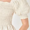 ENGLISH FACTORY Tops*- Smocked Puff Sleeve Top NUDE