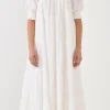 ENGLISH FACTORY Boho Dresses | White Dresses*- Smocked Baby Doll Maxi