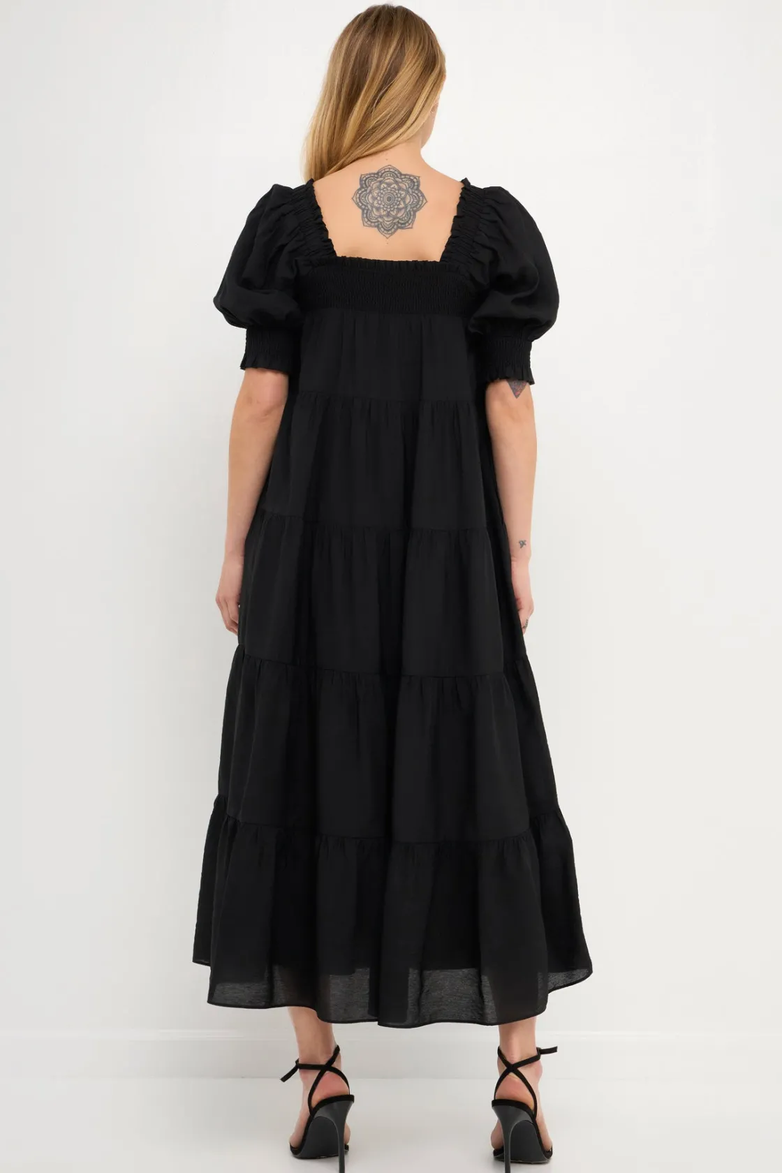 english_factory__smocked__13.webp ENGLISH FACTORY Boho Dresses | White Dresses*- Smocked Baby Doll Maxi