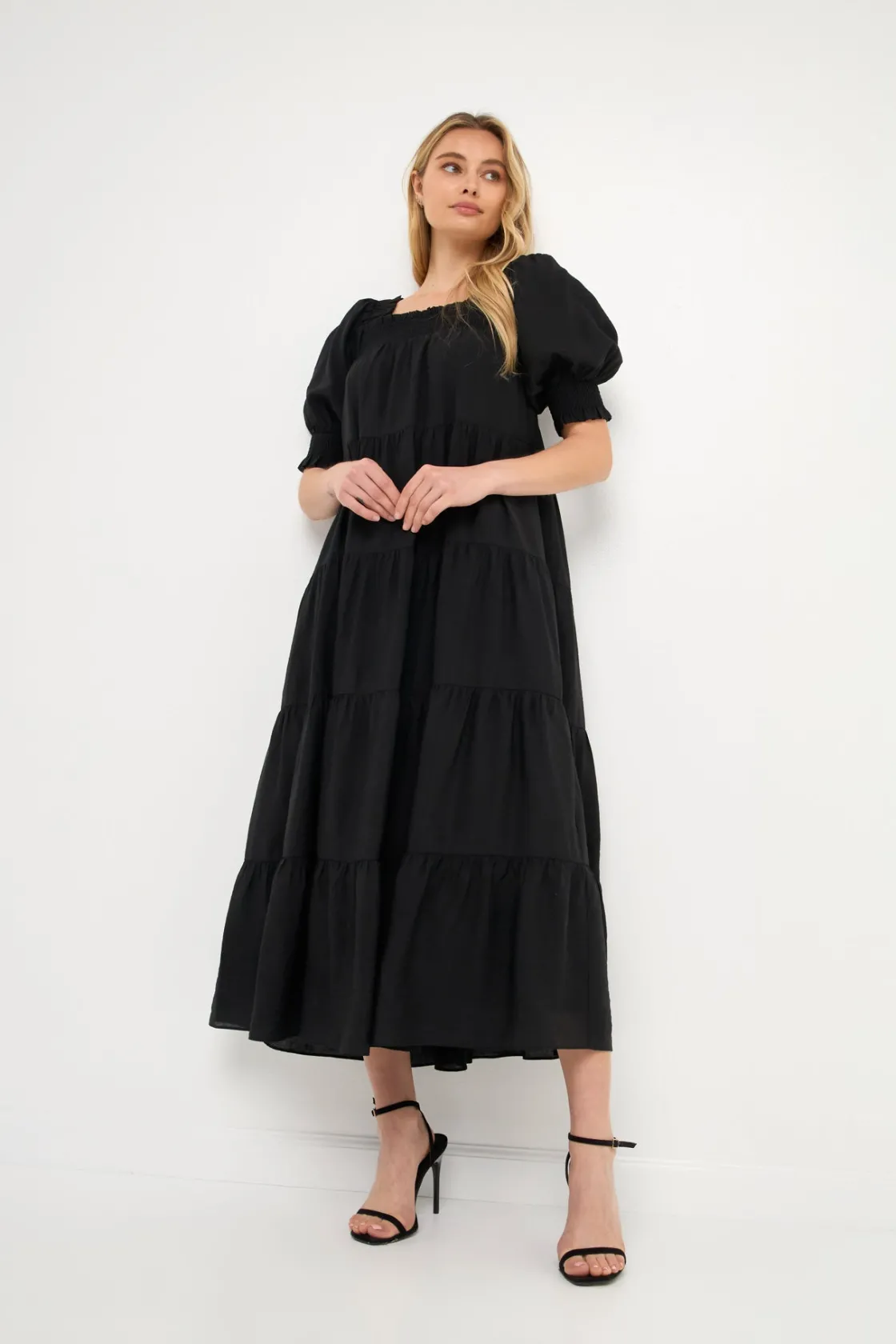 english_factory__smocked__14.webp ENGLISH FACTORY Boho Dresses | White Dresses*- Smocked Baby Doll Maxi