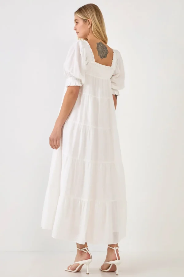 ENGLISH FACTORY Boho Dresses | White Dresses*- Smocked Baby Doll Maxi