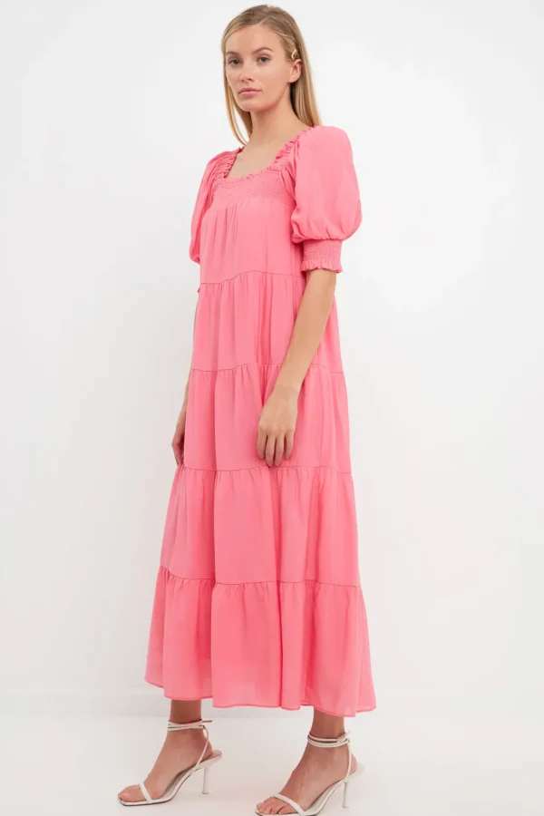 ENGLISH FACTORY Boho Dresses | White Dresses*- Smocked Baby Doll Maxi