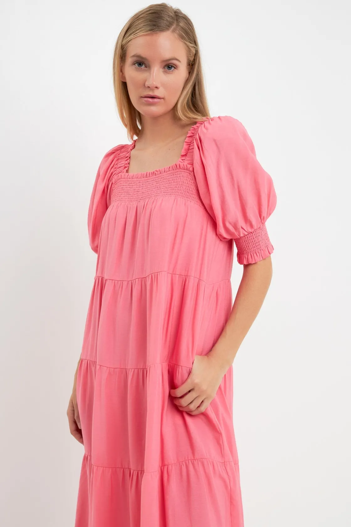 english_factory__smocked__7.webp ENGLISH FACTORY Boho Dresses | White Dresses*- Smocked Baby Doll Maxi