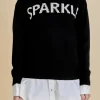 ENGLISH FACTORY Sweaters & Knits | Tops*- Sparkle Lettering Sweater BLACK