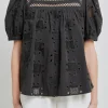 ENGLISH FACTORY Tops*- Square Neck Embroidered Top