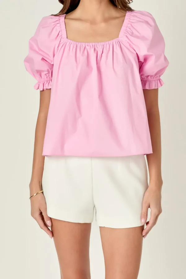 ENGLISH FACTORY Tops*- Square neckline Puff Sleeve Top