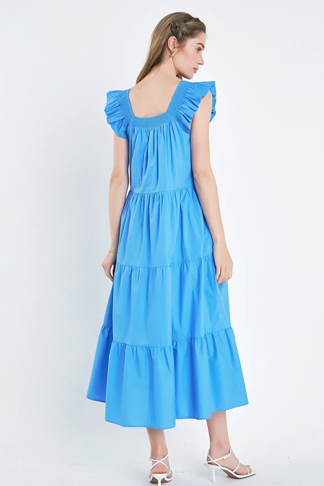 english_factory__square_n_12-1.webp ENGLISH FACTORY Boho Dresses | Tops*- Square Neck Ruffle Detail Tiered Midi Dress