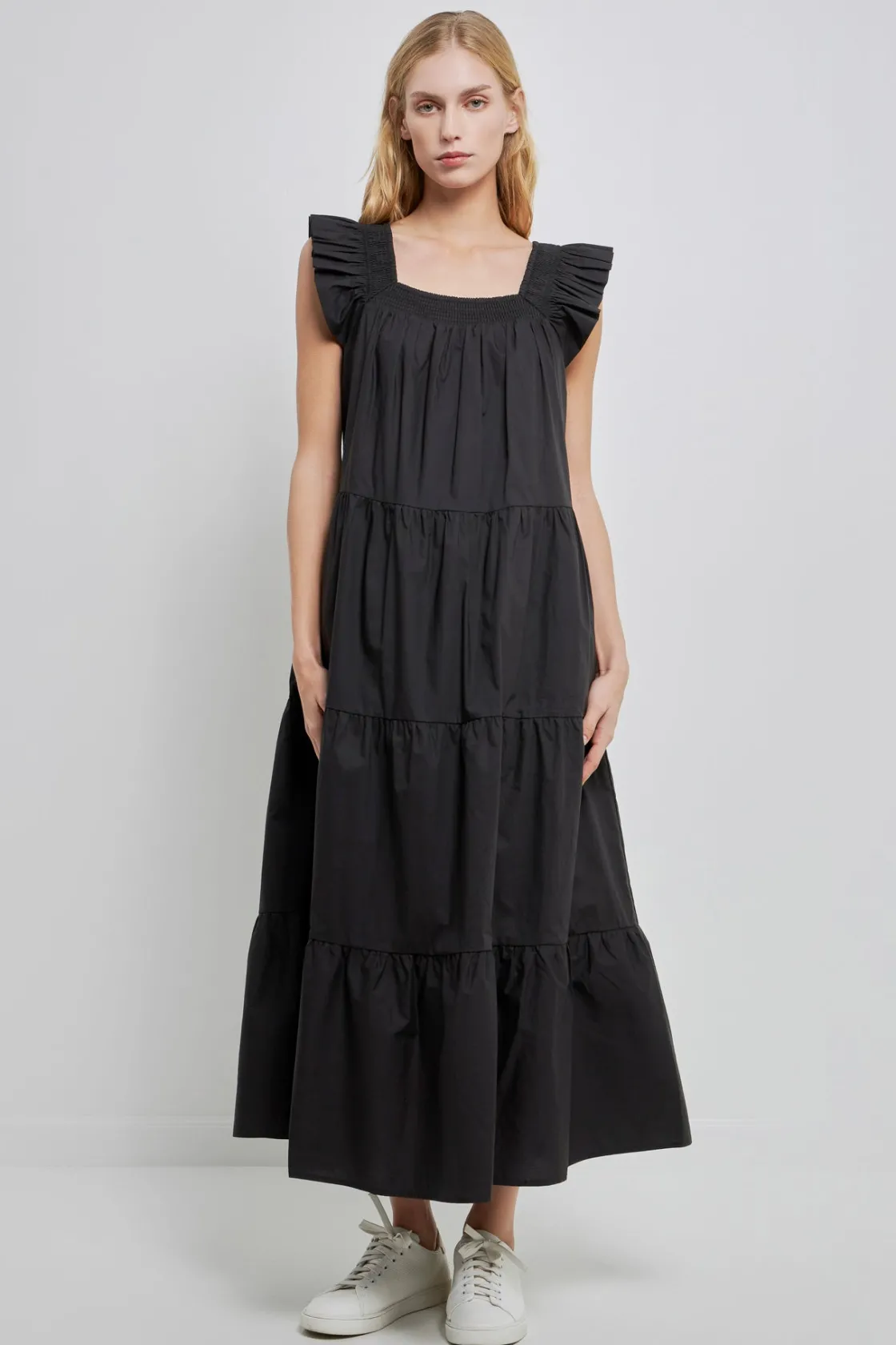 english_factory__square_n_14-1.webp ENGLISH FACTORY Boho Dresses | Tops*- Square Neck Ruffle Detail Tiered Midi Dress