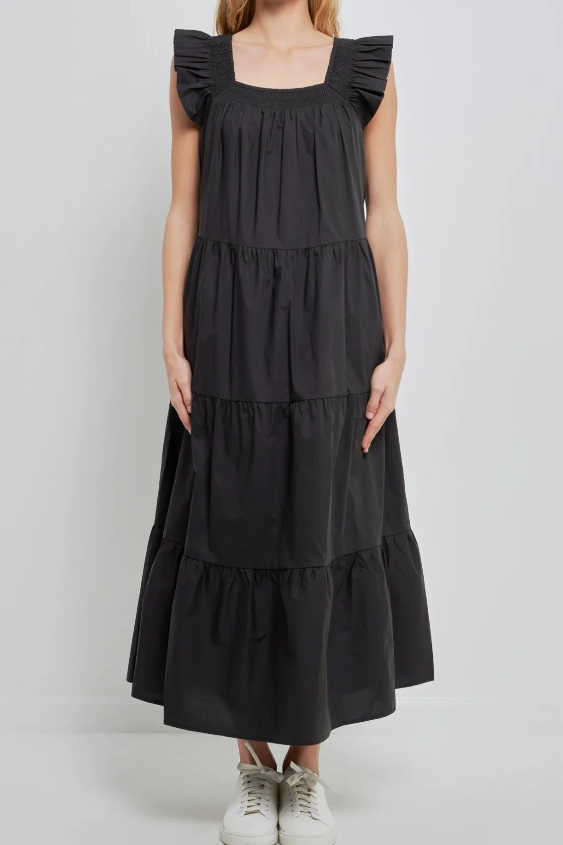english_factory__square_n_15-1.webp ENGLISH FACTORY Boho Dresses | Tops*- Square Neck Ruffle Detail Tiered Midi Dress