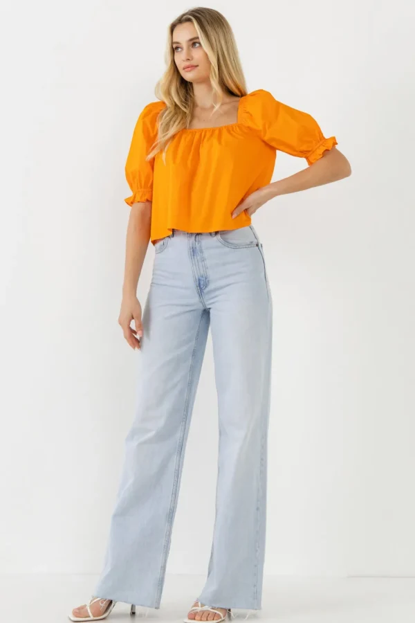 ENGLISH FACTORY Tops*- Square neckline Puff Sleeve Top