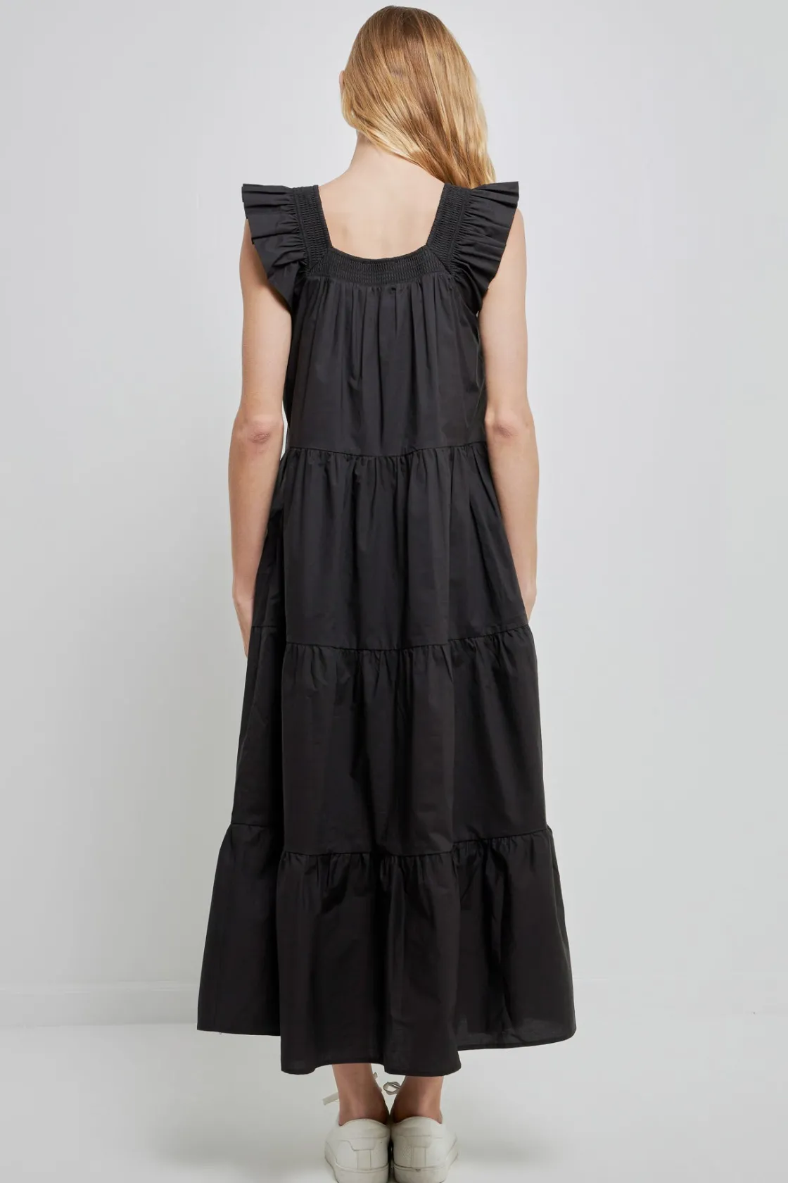 english_factory__square_n_17-1.webp ENGLISH FACTORY Boho Dresses | Tops*- Square Neck Ruffle Detail Tiered Midi Dress
