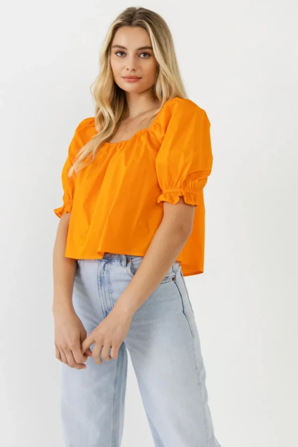 ENGLISH FACTORY Tops*- Square neckline Puff Sleeve Top