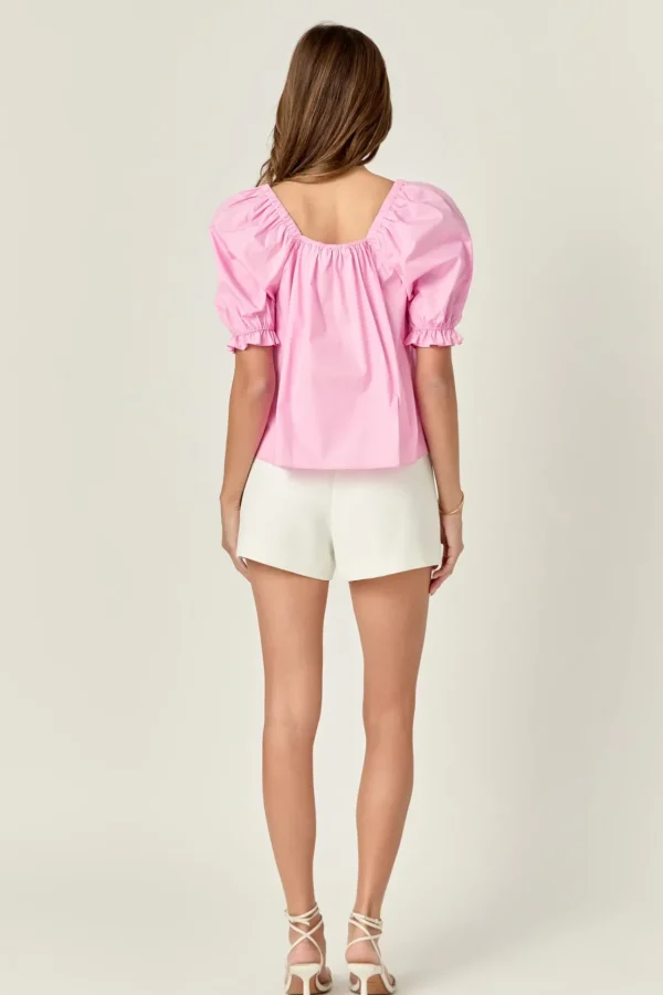 ENGLISH FACTORY Tops*- Square neckline Puff Sleeve Top