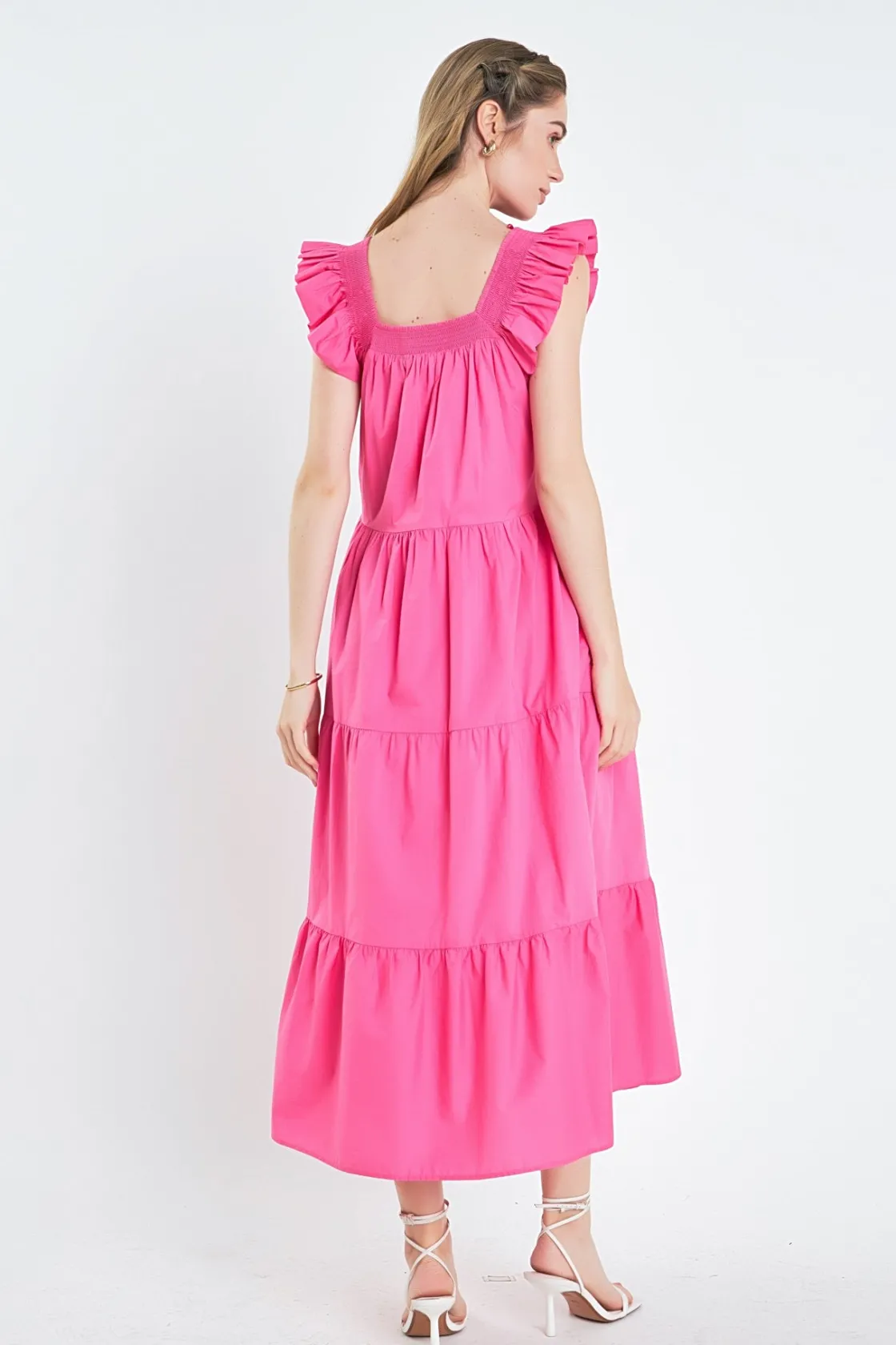 english_factory__square_n_2-7.webp ENGLISH FACTORY Boho Dresses | Tops*- Square Neck Ruffle Detail Tiered Midi Dress