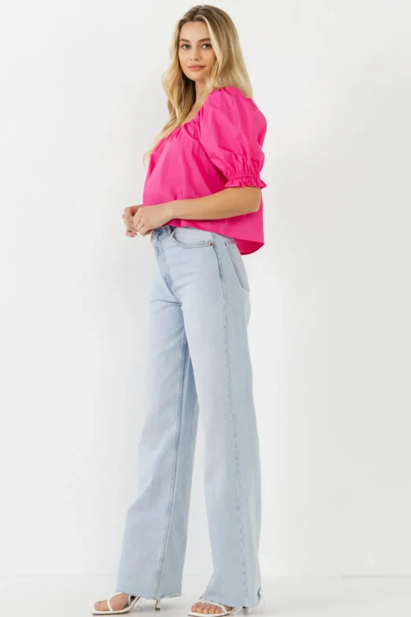 ENGLISH FACTORY Tops*- Square neckline Puff Sleeve Top