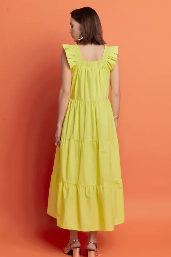 ENGLISH FACTORY Boho Dresses | Tops*- Square Neck Ruffle Detail Tiered Midi Dress