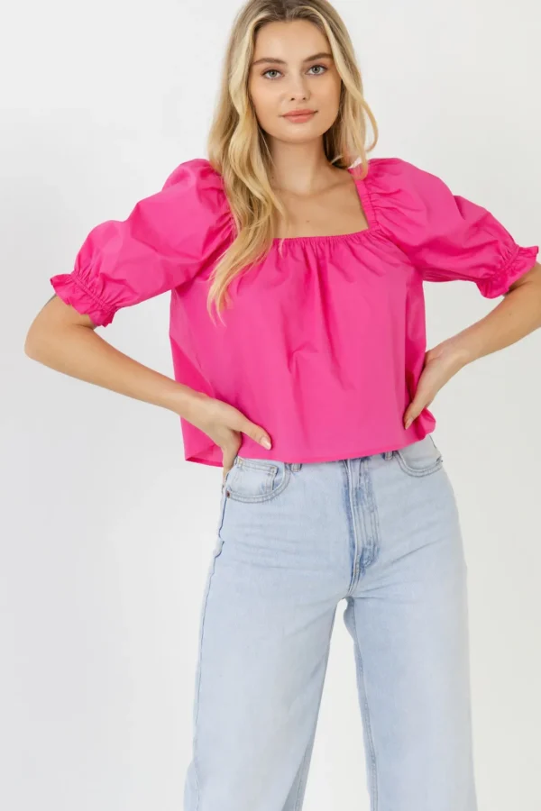 ENGLISH FACTORY Tops*- Square neckline Puff Sleeve Top