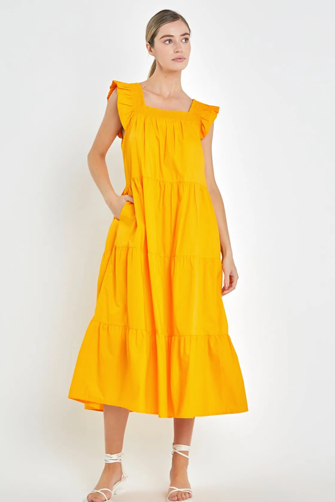 english_factory__square_n_24-1.webp ENGLISH FACTORY Boho Dresses | Tops*- Square Neck Ruffle Detail Tiered Midi Dress