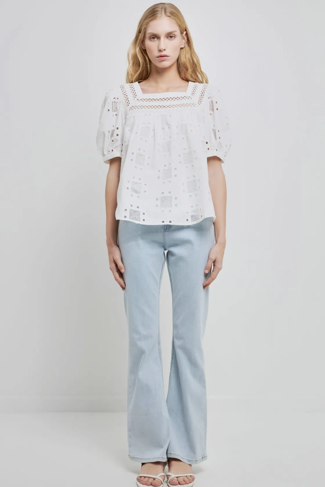 english_factory__square_n_4.webp ENGLISH FACTORY Tops*- Square Neck Embroidered Top