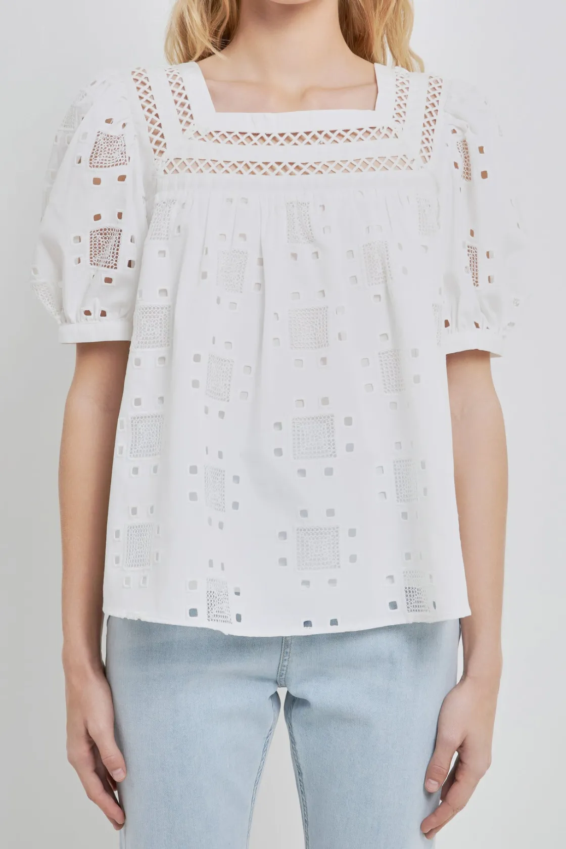 english_factory__square_n_5.webp ENGLISH FACTORY Tops*- Square Neck Embroidered Top