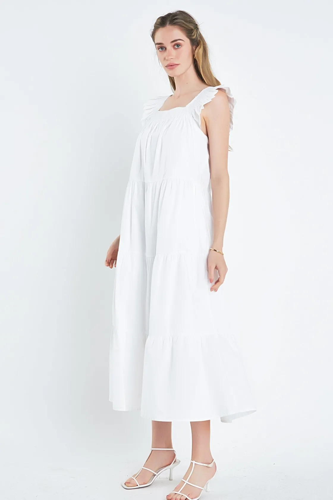 english_factory__square_n_6-3.webp ENGLISH FACTORY Boho Dresses | Tops*- Square Neck Ruffle Detail Tiered Midi Dress
