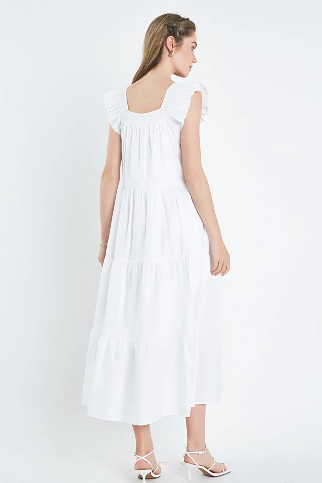 english_factory__square_n_7-3.webp ENGLISH FACTORY Boho Dresses | Tops*- Square Neck Ruffle Detail Tiered Midi Dress