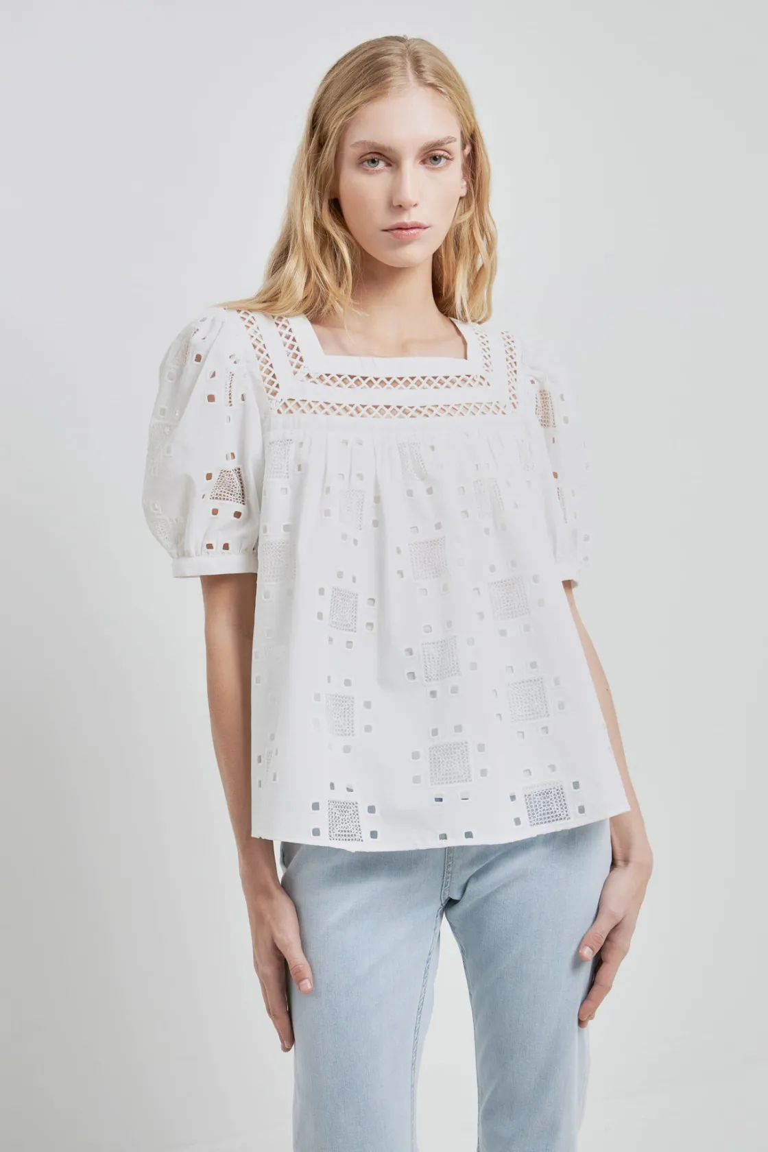 english_factory__square_n_8.webp ENGLISH FACTORY Tops*- Square Neck Embroidered Top
