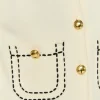 ENGLISH FACTORY Sweaters & Knits | Tops*- Stitch Detail Puff Sleeve Cardigan OFFWHITE