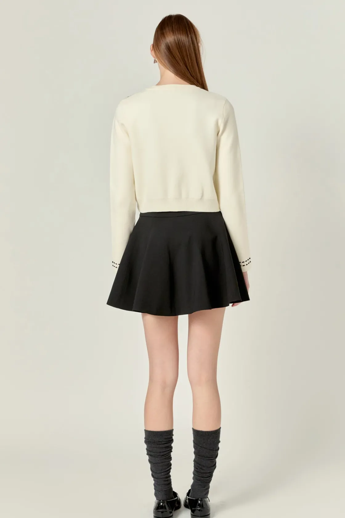 english_factory__stitch_d_2-2.webp ENGLISH FACTORY Sweaters & Knits | Tops*- Stitch Detail Puff Sleeve Cardigan OFFWHITE