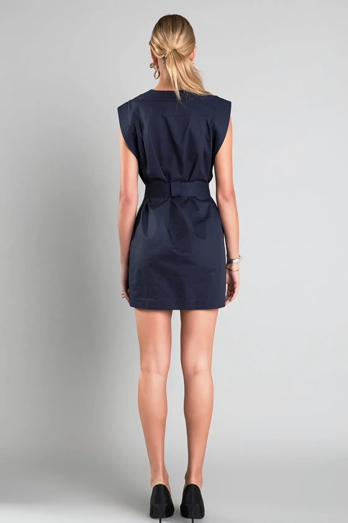 english_factory__stitch_d_2.webp ENGLISH FACTORY Tops*- Stitch Detailed Mini Dress NAVY