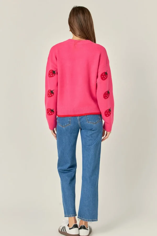 ENGLISH FACTORY Sweaters & Knits*- Strawberry Crew Neck Knit PINK