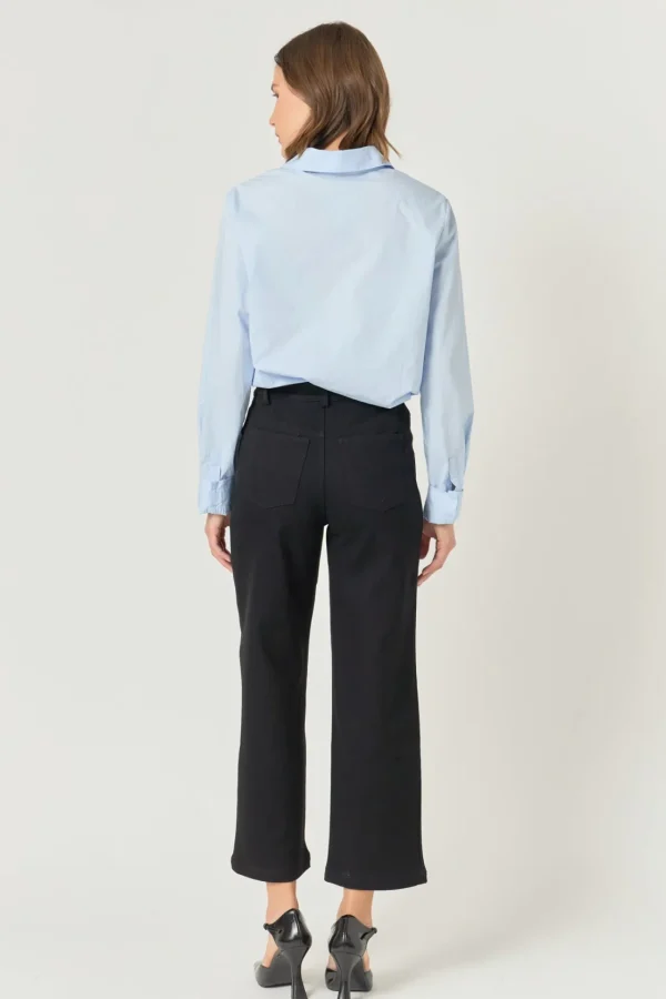 ENGLISH FACTORY Pants | Tops*- Stretched Gold Button Culotte Pants BLACK